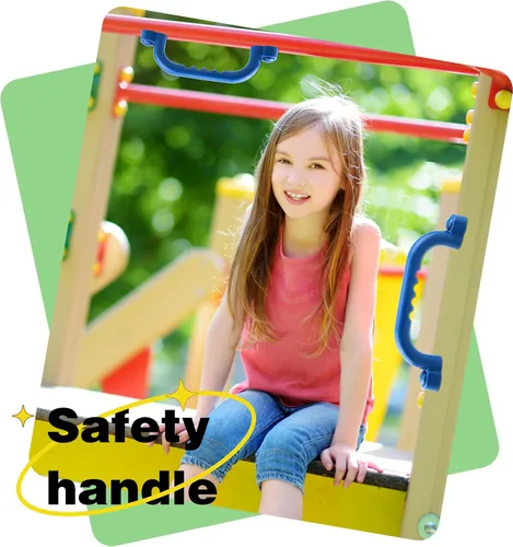 Miniatura 5 de 4 asas de seguridad para patio de juegos para niños, plástico, azul, acabado liso, barras de agarre para juegos al aire libre, casa