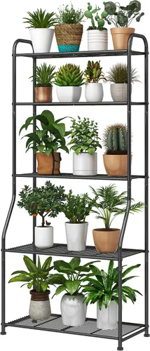 Miniatura 7 de Simple Trending Soporte para plantas al aire libre e interior, estante de metal impermeable de 3 niveles para sala de estar, balcón y jardín