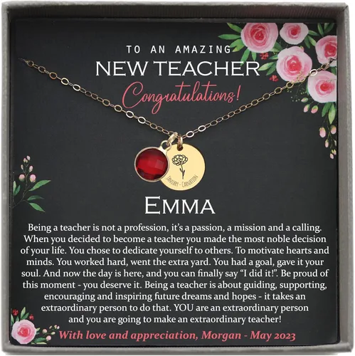 Miniatura 10 de Be Wished Personalized Graduation Gifts for Women, Birth Flower Necklace with Meaningful Message. Goldfilled or 925 Sterling Silver