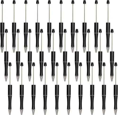 jiebor 30 bolígrafos con cuentas negras de plástico retráctiles bolígrafos de bola DIY lindos y geniales tinta negra para mujeres, hombres, regalo
