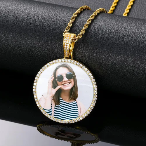 Miniatura 3 de TUHE - Dije de 18 quilates y brillantes personalizable para fotografía y recuerdo dije estilo Hip-Hop para hombre y mujer cadena TenisLazo Cubana
