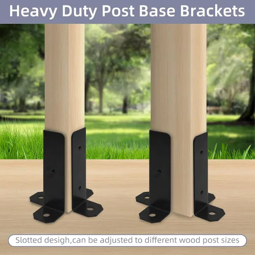 Miniatura 3 de 8 soportes de base de poste ajustables para postes de 1.5 x 1.5, 2 x 2, 2 x 4, 4 x 4, soportes de base de anclaje para postes de cubierta de madera