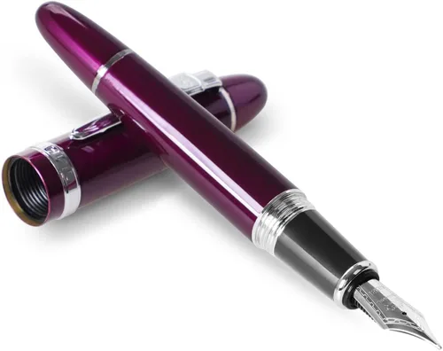 Pluma estilográfica Jinhao 159 Luxury Purple, Big Heavy Style, punta media, caligrafía de escritura, artículos de oficina de papelería