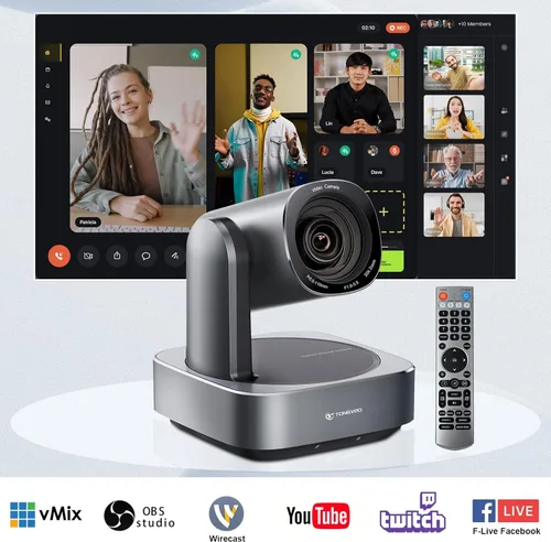 Miniatura 8 de Cámara PTZ de seguimiento automático AI 20x Zoom óptico HDMI USB IP Cámara de transmisión en vivo 1080P 60fps Sistema de videoconferencia POE