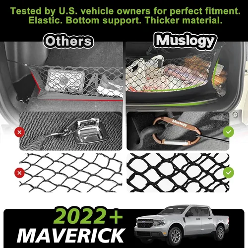 Miniatura 4 de Muslogy para Maverick - Accesorios de Red de Malla de Carga Extensible, Organizador de Maletero, Red de Malla Elástica para Cama de Carga
