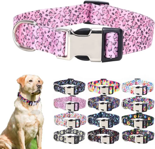 Miniatura 35 de Lindo collar para perros XS, pequeños, medianos y grandes, collar de nailon suave para mascotas, con estampado 3D multicolor, collares ajustables 5
