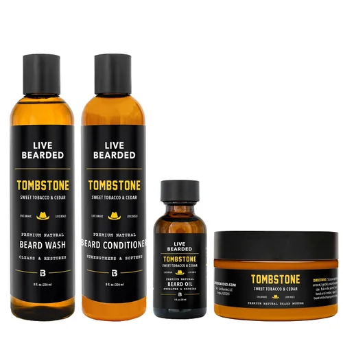 Miniatura 7 de Live Bearded Kit completo de aseo para barba, lavado, acondicionador, mantequilla y aceite, fabricado en los Estados Unidos con ingredientes