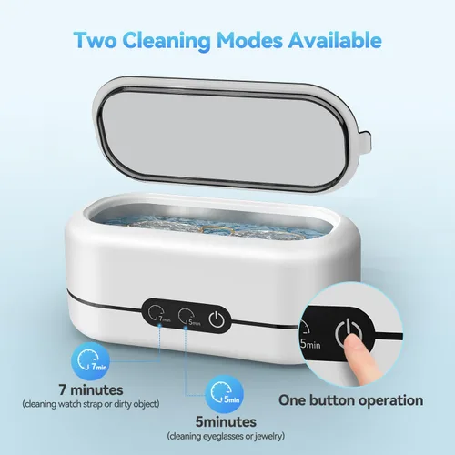 Miniatura 4 de Limpiador ultrasónico de joyas, máquina de limpieza ultrasónica de 48 KHz para joyas, anteojos, anillos, correa de reloj, dentaduras postizas, modos