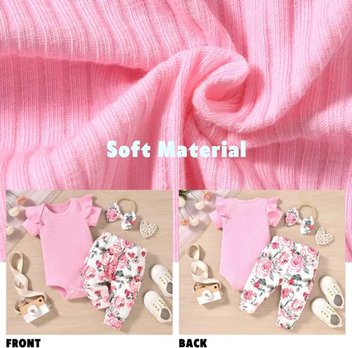 Miniatura 5 de Aalizzwell Conjunto de pantalones de canalé para bebés y niñas