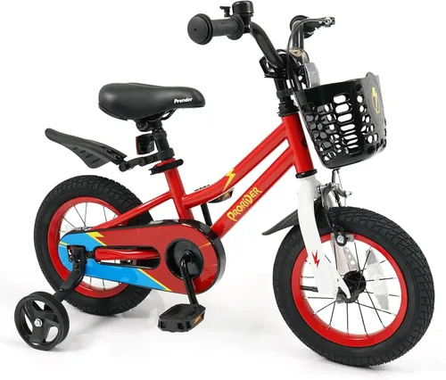 Miniatura 27 de COSTWAY Bicicleta para niños, 12, 14, 16, 18 pulgadas, para niños y niñas de 3 a 8 años, bicicleta para niños con ruedas de entrenamiento