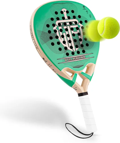 Pala de pádel de fibra de carbono – Pala De Padel ligera con superficie de carbono de 12 quilates, núcleo de espuma viscoelástica EVA y agarre Verde