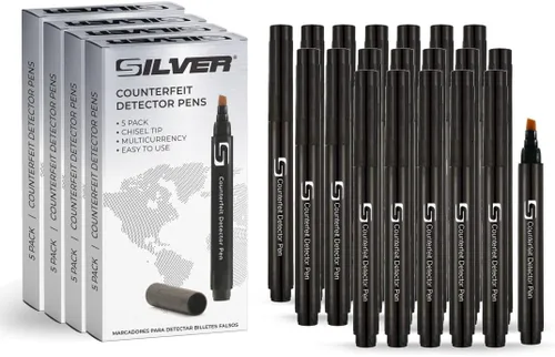 Miniatura 8 de (5 bolígrafos falsificados) Detector de billetes falsificados con punta de cincel, verificador de dinero, bolígrafo detector detecta facturas