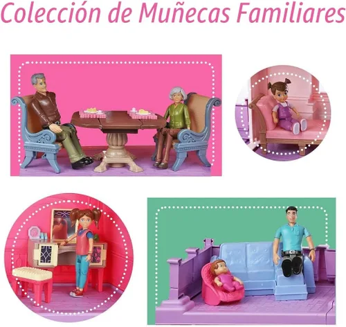Miniatura 6 de Beverly Hills Sweet Li'l Family - Juego de 9 figuras flexibles para casa de muñecas: abuelo, abuela, mamá, papá, hermana, hermano, niño pequeño