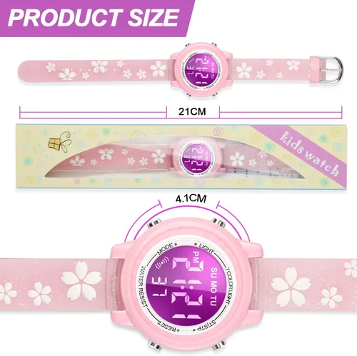Miniatura 34 de Relojes LED impermeables para niños con alarma, juguetes para niños, regalos para niñas de 3 a 10 años