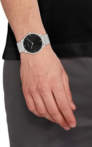Miniatura 5 de Calvin Klein Reloj unisex de cuarzo de acero inoxidable y pulsera de malla, color plateado (modelo 25200152), plateado