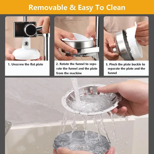 Miniatura 7 de Exprimidor manual manual de grado comercial Exprimidor de encimera para jugo de naranja fresco, incluye 2 moldes y 2 exprimidores pequeños, Negro