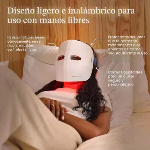 Miniatura 5 de TheraFace Therabody Mask Glo - Mascarilla LED inalámbrica para el cuidado de la piel con luz roja/azul/infrarroja y masaje relajante para el cuero