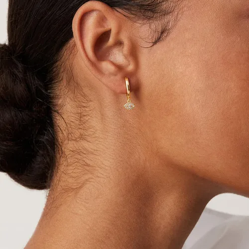 Miniatura 2 de PAVOI Aretes colgantes de plata de ley S925 chapados en oro de 14 quilates para mujer, adorno religioso cruz, mal de ojo, trébol, celta, aretes