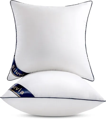 Miniatura 10 de Siluvia juego de 4 rellenos de almohada de 18 x 18 pulgadas decorativos - Rellenos cuadrados para almohadas de 18 pulgadas con funda de 100% algodón