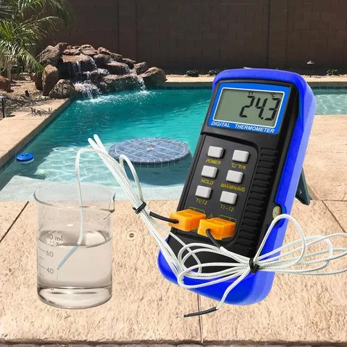 Miniatura 4 de Termómetro de termopar digital tipo K de doble canal Termómetro HVAC Medidor de temperatura con 4 termopares, medición de temperatura MAX/MIN/PROM