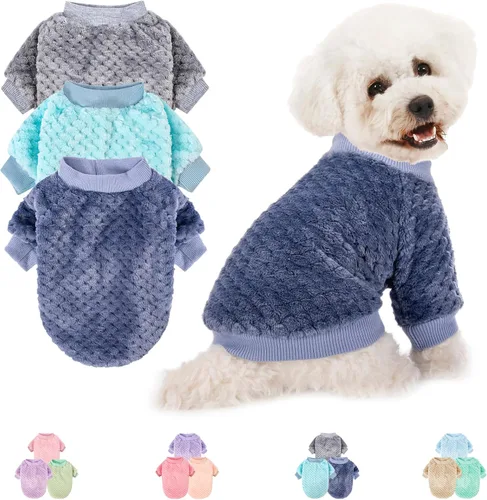 Suéter para perro, paquete de 2 o 3 suéteres para perros pequeños y medianos o gatos, ropa cálida de franela suave para perros hembras o niños,