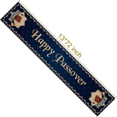 Miniatura 2 de Camino de mesa de feliz Pascua Pesaj Estrella de David Festival Judío Festividad Fiesta Hogar Cocina Comedor Mesa Decoración (13 x 72 pulgadas)