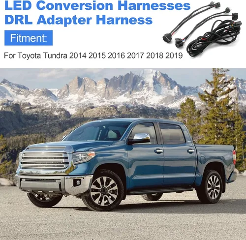 Miniatura 3 de Compatible con arnés de conversión de faros delanteros LED OEM Toyota Tundra con arnés adaptador DRL 2014-2019 (con arnés de alimentación DRL)