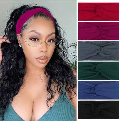 Miniatura 21 de XTREND 6 piezas de diademas para mujer, bandas elásticas cruzadas torcidas, diademas para yoga, entrenamiento, antideslizantes, suaves