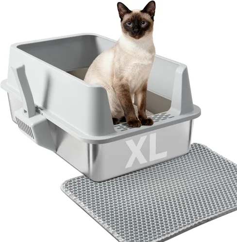 Miniatura 10 de Caja de Arena de Acero Inoxidable – Caja de Arena de Metal para Gatos – Cajas de Arena para Gatos de 4" de Alto, Bandeja de Arena para Gatos