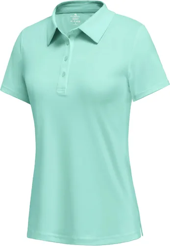 Miniatura 17 de PINSPARK Polo de golf de 4 botones para mujer, UPF 50+, secado rápido, atlético, camiseta de tenis con cuello, ajuste relajado