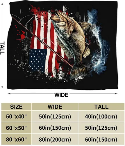 Miniatura 6 de Manta de pesca con bandera estadounidense, manta suave, cálida, acogedora, mullida, de felpa, regalos para niñas y mujeres, ligera, franela