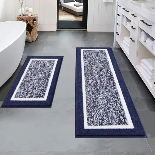 Miniatura 30 de Pauwer Juego de baño, alfombras de baño antideslizantes, alfombras de ducha absorbentes para suelo de baño, bañera y ducha, color azul aguamarina