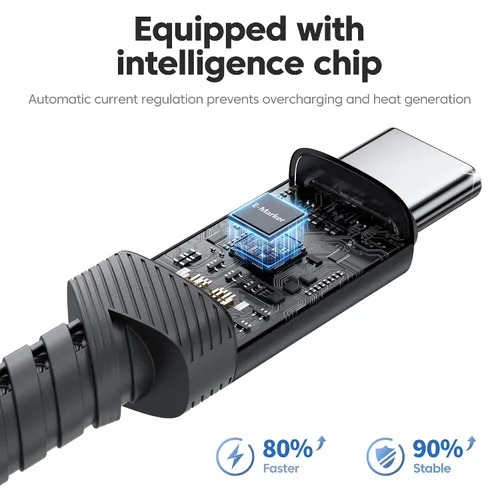 Miniatura 6 de Cable USB C [Paquete de 2, 1 mt] Carga rápida de 240 W tipo C, cable USB 2.0 trenzado de nylon para iPhone 17 16 15 Pro Plus Pro Max Air, iPad Pro