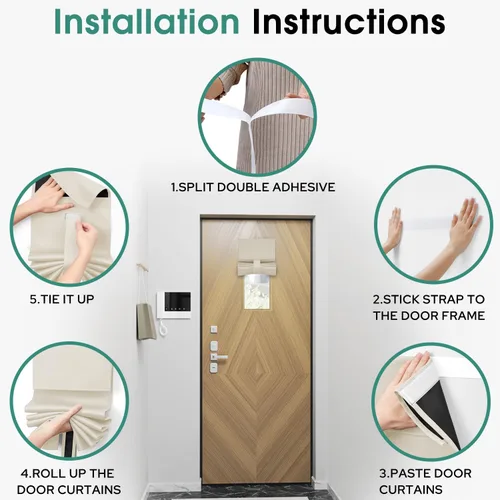 Miniatura 6 de HOMEIDEAS Cortinas 100% Opacas para Luces Laterales de Puerta Principal, Cubierta de Ventana de Puerta de Aula, Persianas de Privacidad