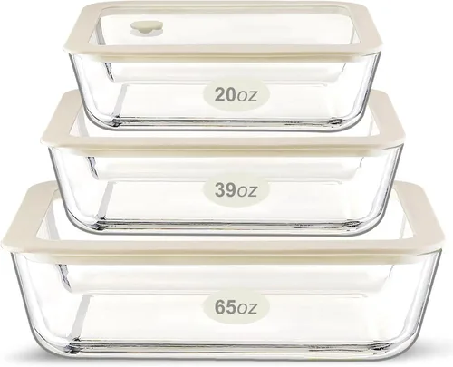 Juego de recipientes de vidrio para alimentos Urban Green con tapa de vidrio, paquete de 4, recipientes para preparar comidas con tapa hermética de