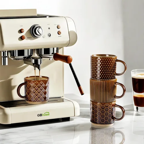 Miniatura 5 de GBhome Tazas de café apilables de 8 onzas, tazas de café de cerámica con patrones de textura para hombre, mujer, papá, mamá, juego de 4 tazas
