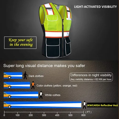 Miniatura 2 de Chaleco de seguridad para mujer, múltiples bolsillos, de alta visibilidad, reflectante, malla transpirable, chaleco de trabajo para dama, cremallera