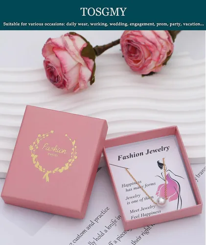 Miniatura 6 de TOSGMY Collares de perlas para mujer, gargantilla de perlas chapadas en oro de 14 quilates, collar de perlas de imitación hecho a mano, collar