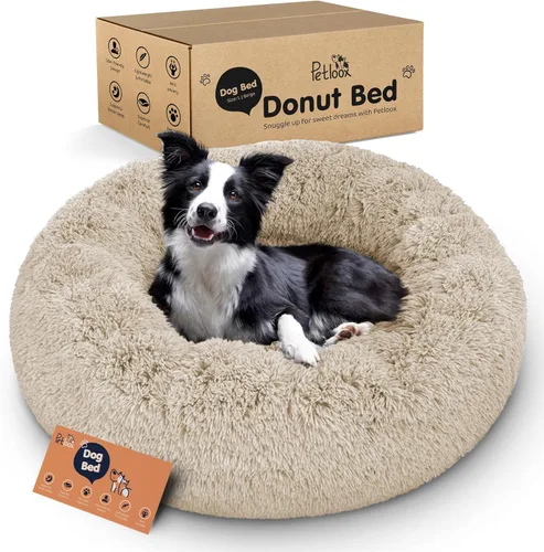 Miniatura 18 de Cama para perros con forma de dona, comodidad prémium para aliviar la ansiedad, diseño esponjoso y calmante con soporte ultra afelpado, acogedora