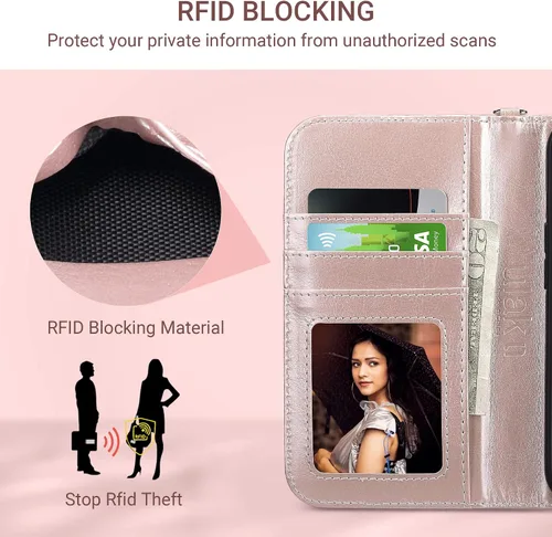 Miniatura 5 de ULAK Compatible con iPhone 13 Funda tipo cartera para mujer, funda tipo portafolios de piel premium con tarjetero y función de caballete, funda