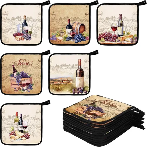 Miniatura 26 de Bencailor 12 soportes para ollas con bolsillo para cocina, guantes calientes para horno, bolsa de galletas, guantes de horno para cocina, regalo