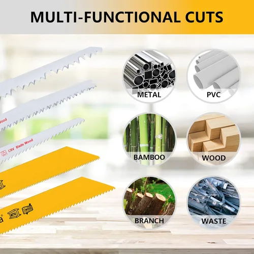 Miniatura 7 de Paquete de 12 hojas de sierra recíproca de metal, hojas de sierra de podar de madera para sierras recíprocas/Sawzall, cuchillas BI-M42 Sawzall