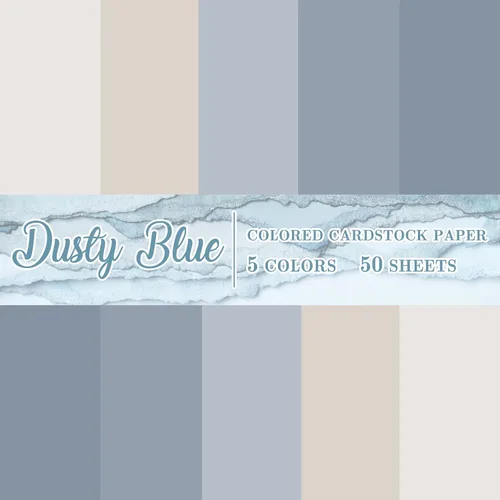 JarThenaAMCS 50 hojas de 8.5 x 11 pulgadas, color azul polvoriento, tarjetas de papel grueso, papel de álbum de recortes de colores para