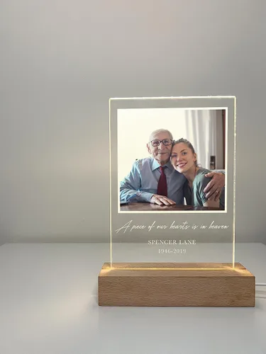 Miniatura 4 de Lámpara de pie personalizada con foto LED, soporte de madera, marco de imagen, luz nocturna, lámpara de mesa, en memoria amorosa de un ser querido