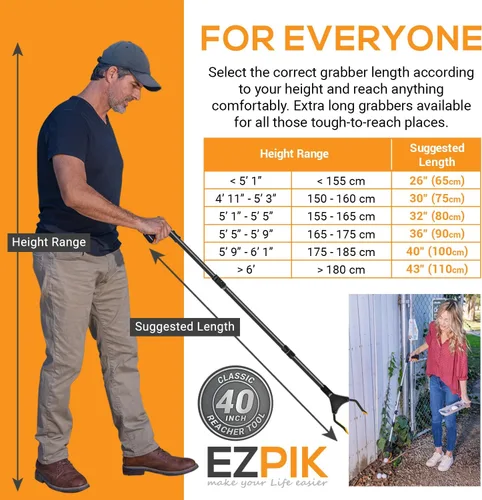 Miniatura 6 de EZPIK Herramienta de agarre plegable clásica de 40 pulgadas para ancianos + imanes, alcanzador para discapacitados y personas mayores, agarradores