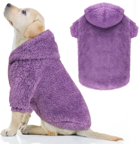 Miniatura 16 de Suéteres de vellón y sherpa para perros pequeños, mullidos, suaves, de doble cara, afelpados, con capucha, negro, XS