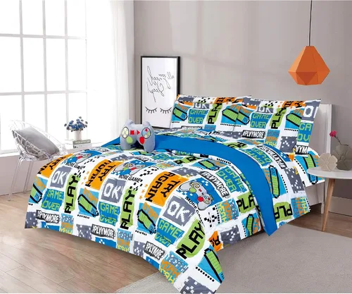 Miniatura 15 de Juego de edredón para cama individual y queen para niño y niña, con fundas de almohada, juego de sábanas y almohada decorativa con juguete, varios
