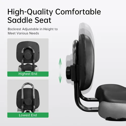 Miniatura 4 de Asiento ergonómico de gran tamaño para bicicleta con respaldo para hombres y mujeres, altura ajustable para triciclo, ciudad, viajero, bicicleta