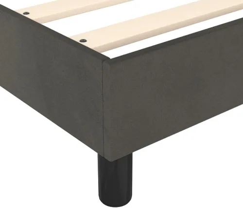 Miniatura 4 de vidaXL Marco de cama tamaño Queen con somier, terciopelo gris oscuro, diseño moderno, construcción de madera contrachapada de ingeniería duradera