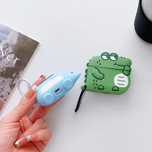 Miniatura 6 de Paquete de 2: funda Lubiogio 3D de cocodrilo + dinosaurio para Airpod Pro, diseño de animales Kawaii de dibujos animados 3D para niños